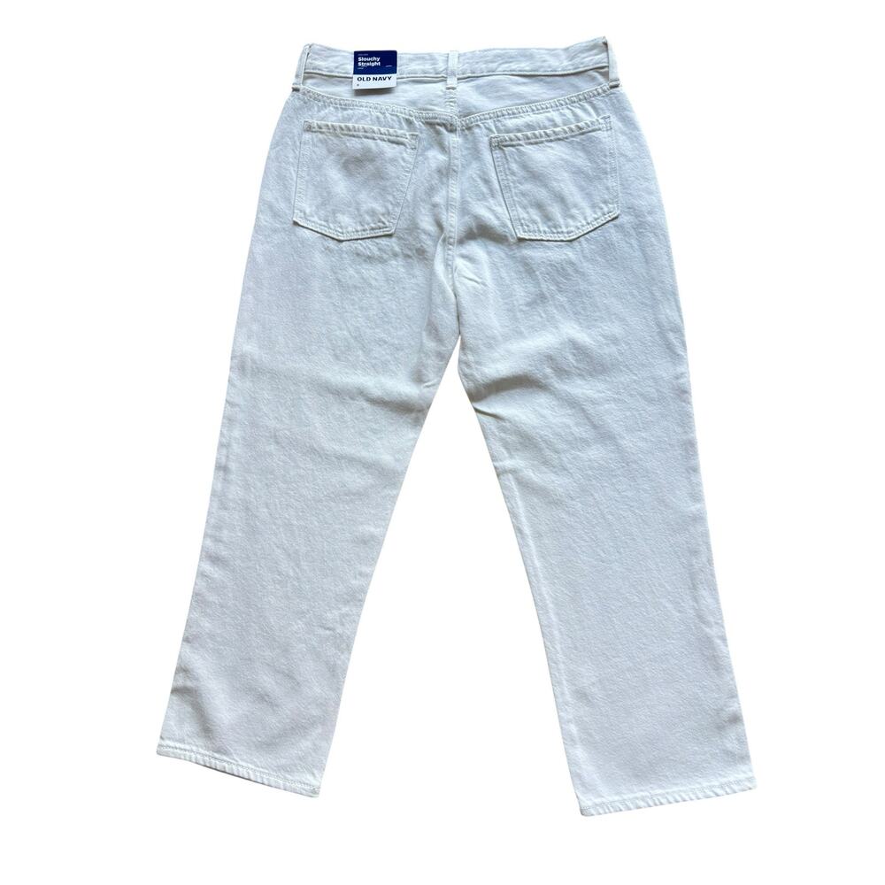 OLD NAVY HIGH RISE SLOUCHY STRAIGHT PURE WHITE JEANS NWT SIZE 8 - Picture 4 of 5